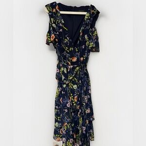 Tahari ASL Navy Floral Short Dress